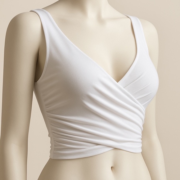 FASHION NOVA white faux wrap bandage crop top womens size medium - Picture 1 of 6